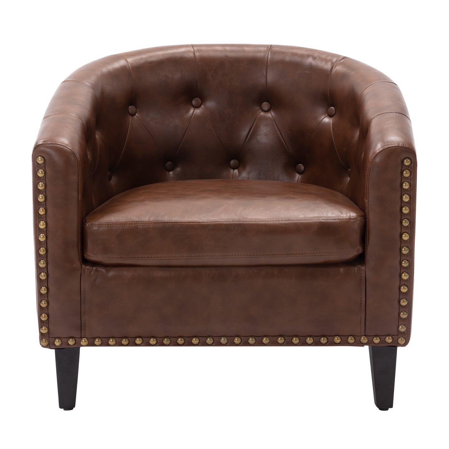 PU Leather Tufted Barrel ChairTub Chair for Living Room Bedroom Club Chairs