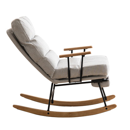 Modern Teddy Gliding Rocking Chair with High Back, Retractable Footrest, and Adjustable Back Angle for Nursery, Living Room, and Bedroom