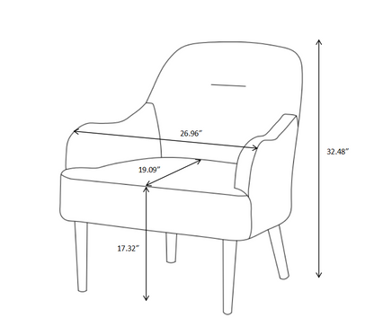 Armchair, Modern Style Accent Chair with Wood Legs, Comfy Design for Living Room, Bedroom, Office, Gray