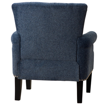 Accent Rivet Tufted Polyester Armchair,Navy Blue