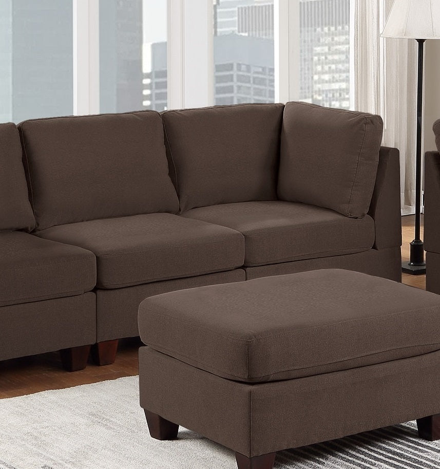 Living Room Furniture Sofa Set Armless Chair Ottoman And 4x Corner Sofa 6pc Set Black Coffee Linen Like Fabric