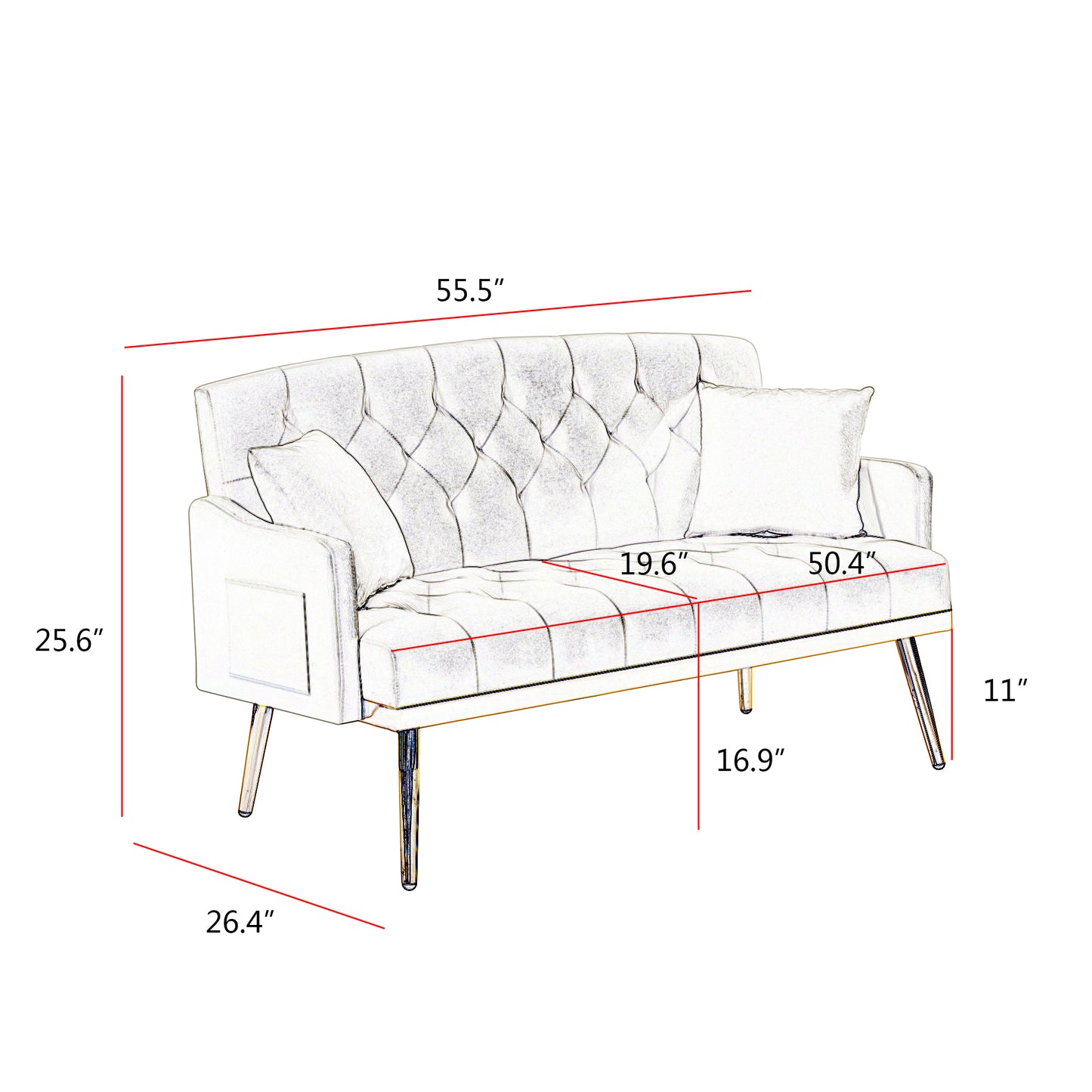 CREAM WHITE 2 SEATER SOFA