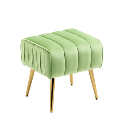 Velvet Accent Chair with Ottoman, Modern Tufted Barrel Chair Ottoman Set for Living Room Bedroom, Golden Finished, Grass Green