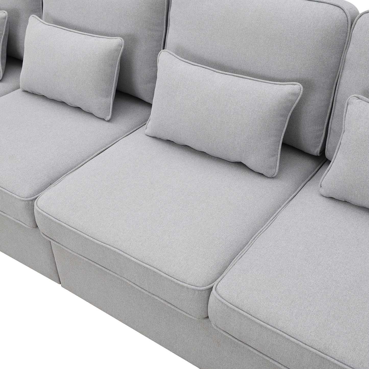 104" 4-Seater Modern Linen Fabric Sofa with Armrest Pockets and 4 Pillows,Minimalist Style Couch for Living Room, Apartment, Office,3 Colors