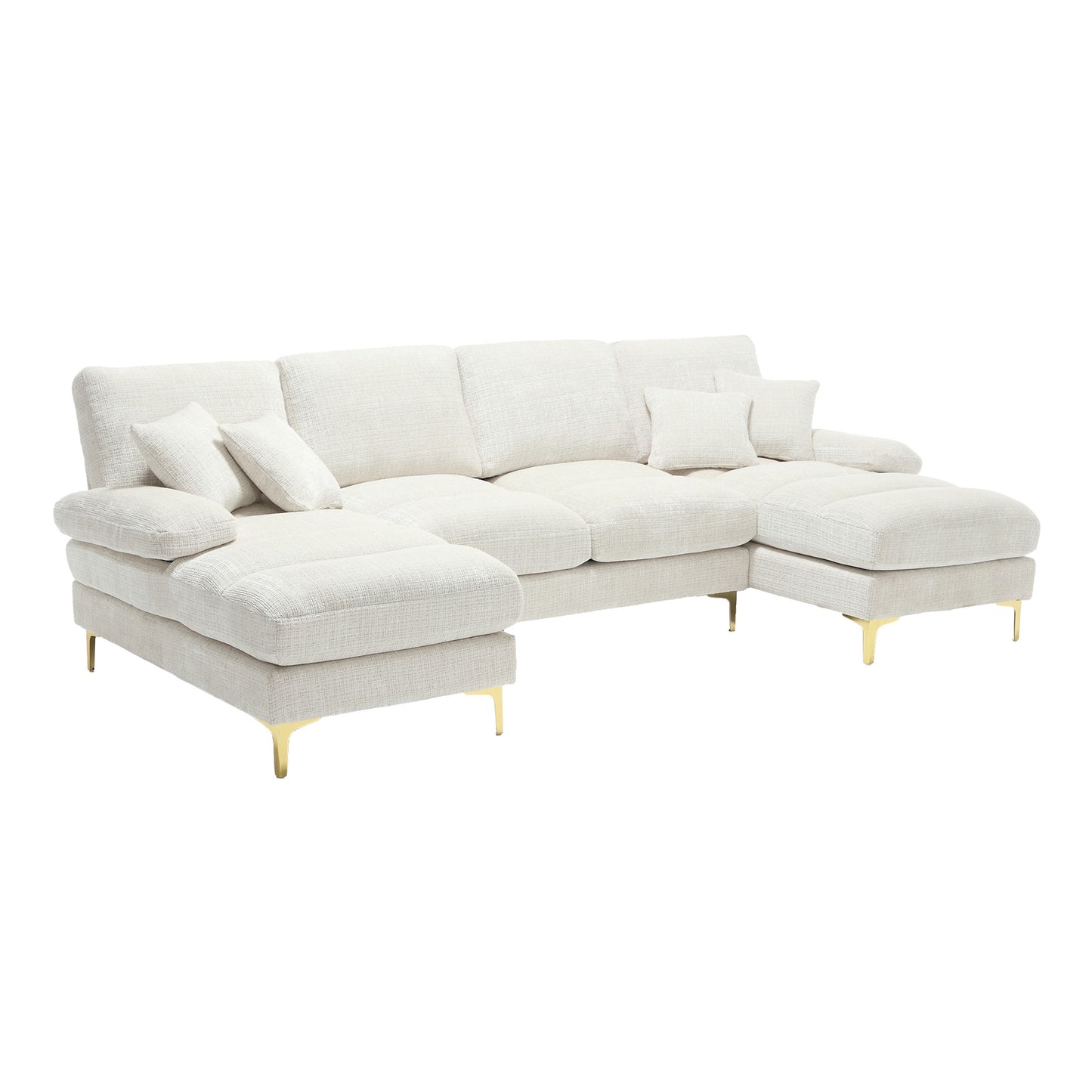 Modern Large chenille Fabric U-Shape Sectional Sofa