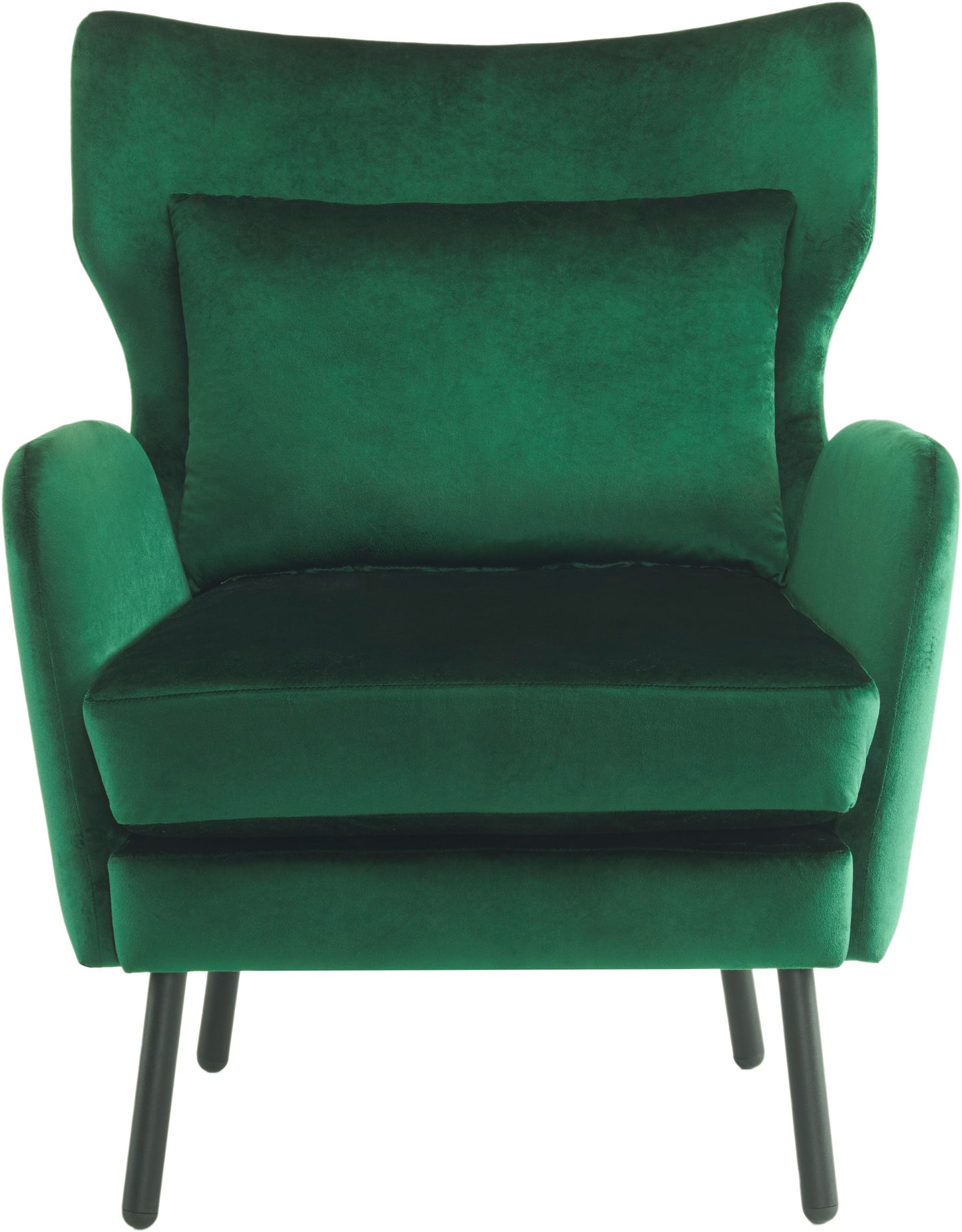 Velvet Accent Chair, Modern Living Room Armchair Comfy Upholstered Single Sofa Chair for Bedroom Dorms Reading Reception Room with Metal Legs & Pillow, Green