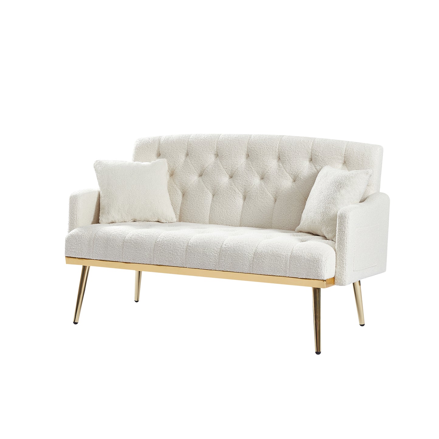 CREAM WHITE TEDDY FABRIC 2 SEATER SOFA