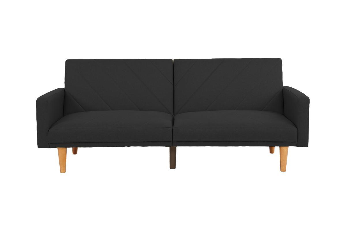 Modern Electric Look 1pc Convertible Sofa Couch Black Linen Like Fabric Cushion Clean Lines Wooden Legs Living Room