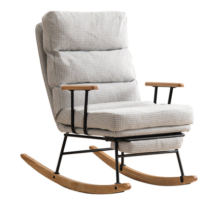 Modern Teddy Gliding Rocking Chair with High Back, Retractable Footrest, and Adjustable Back Angle for Nursery, Living Room, and Bedroom