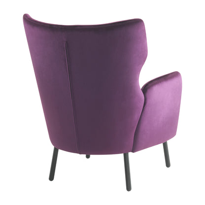 Velvet Accent Chair, Modern Living Room Armchair Comfy Upholstered Single Sofa Chair for Bedroom Dorms Reading Reception Room with Metal Legs & Pillow, Purple