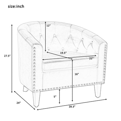 Linen Fabric Tufted Barrel ChairTub Chair for Living Room Bedroom Club Chairs