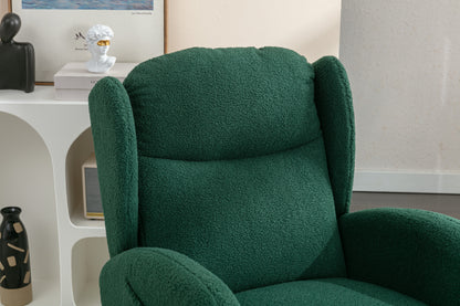 049-Teddy Fabric Rocking Chair With Packet Wood Legs,Green