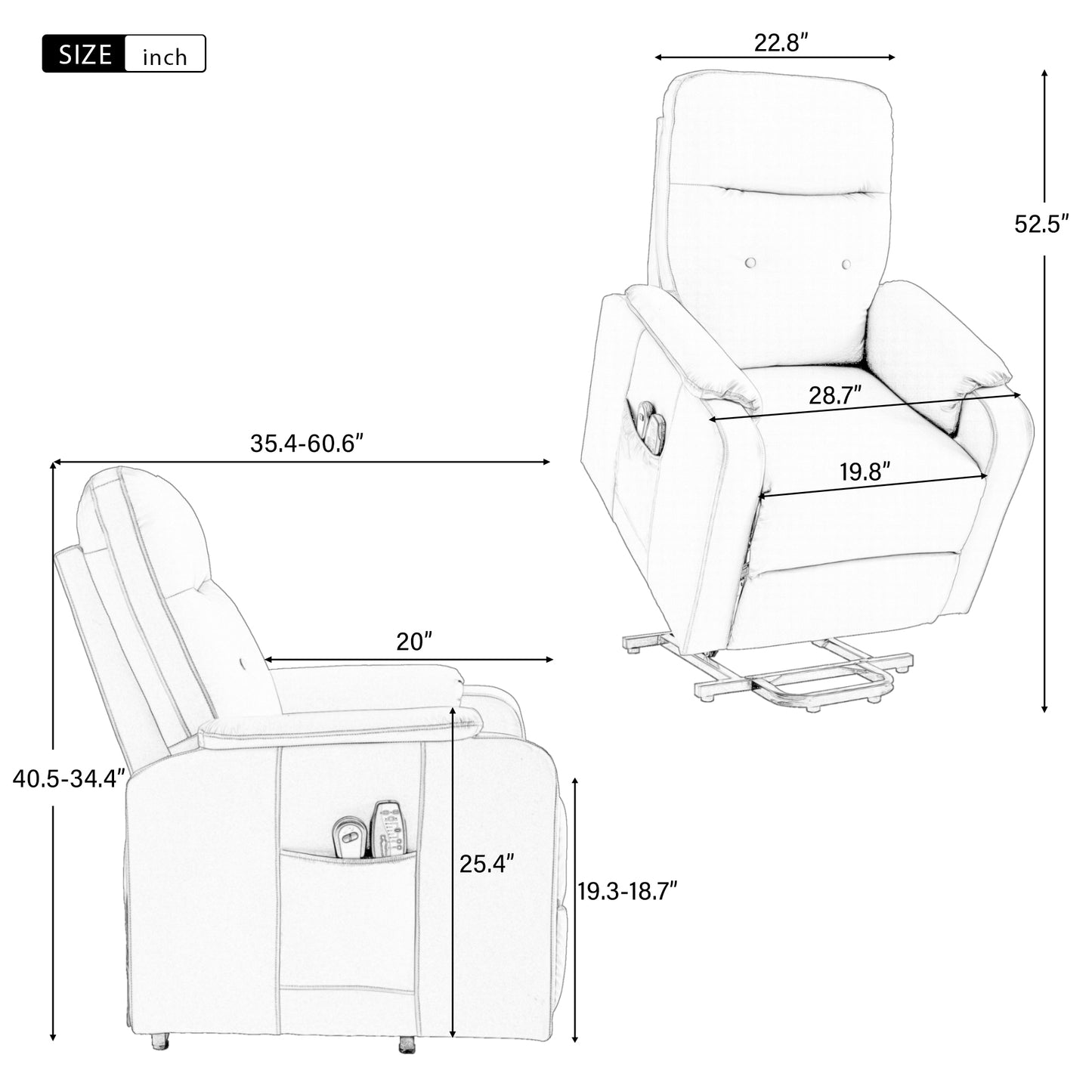 Massage Recliner Chair Electric Power Lift Chairs with Side Pocket, Adjustable Massage and Heating Function for Adults and Seniors, Squirrel grey