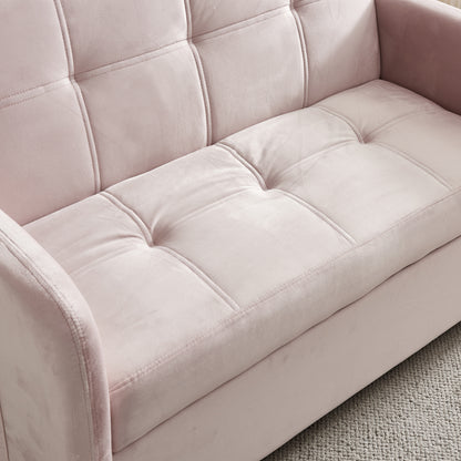 55.5" Twins Pull Out Sofa Bed Pink Velvet