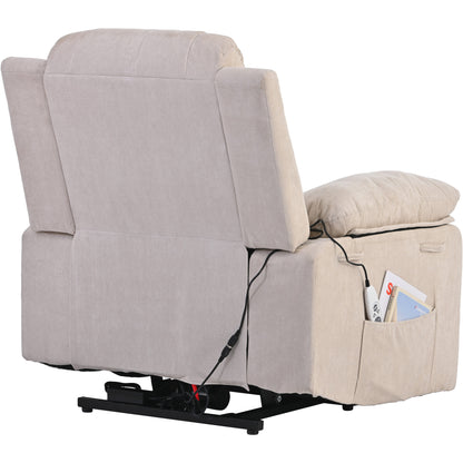 Massage Recliner,Power Lift Chair for Elderly with Adjustable Massage and Heating Function,Recliner Chair with Infinite Position and Side Pocket for Living Room,Beige