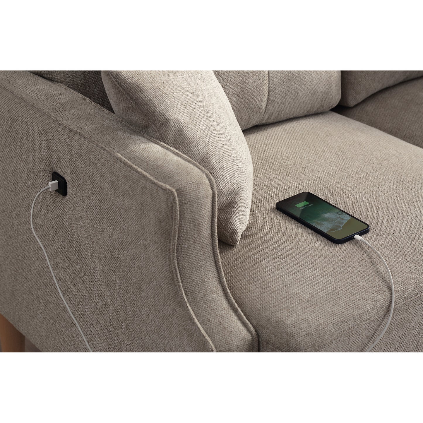 Living Space sofa 3 seater With Waterproof Fabric, USB Charge port