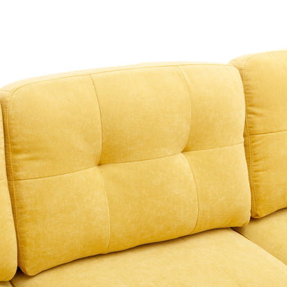 110" L-Shape Convertible Sectional Sofa Couch with Movable Ottoman for Living Room, Apartment, Office, Yellow