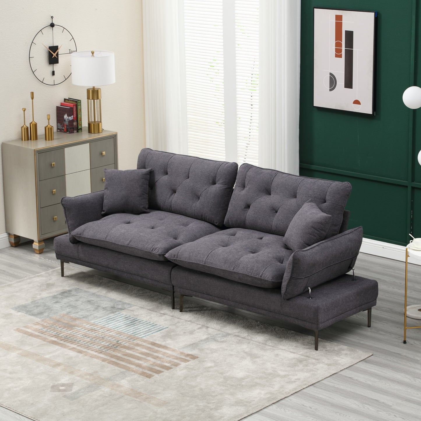 Linen Sofa, Accent sofa loveseat sofa with metal feet