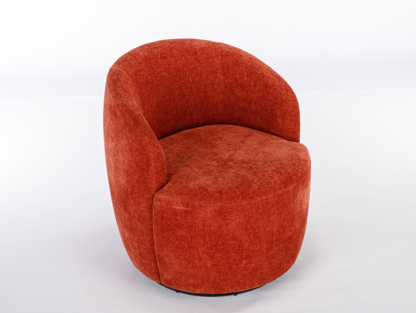 Fabric Swivel Accent Armchair Barrel Chair With Black Powder Coating Metal Ring,Orange