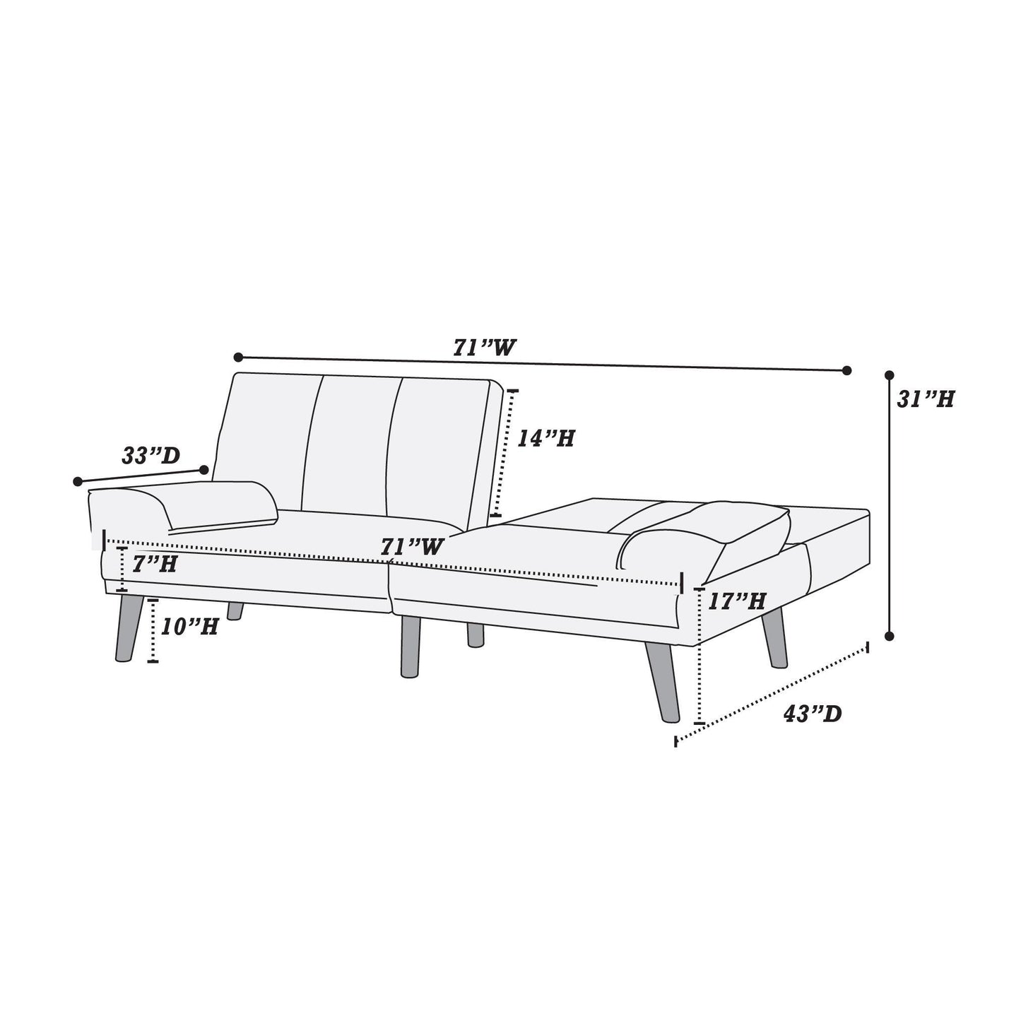 1pc Adjustable Sofa Living Room Furniture Solid wood Legs Plush Couch