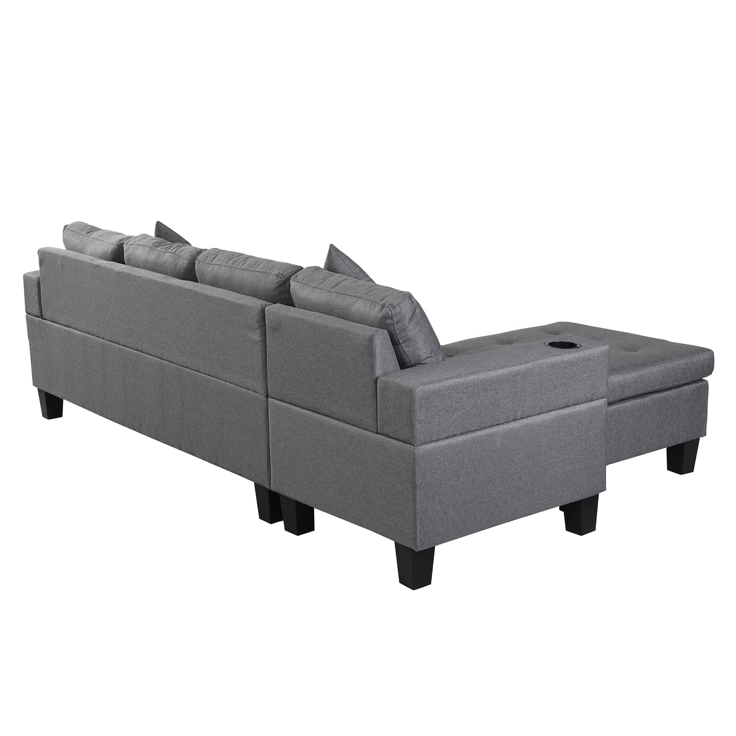 Sectional Sofa Set for Living Room with L Shape Chaise Lounge,cup holder and Left or Right Hand Chaise Modern 4 Seat