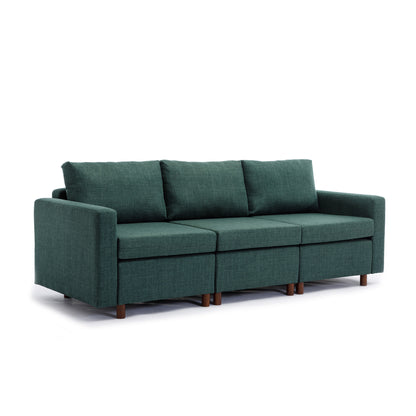 3 Seat Module Sectional Sofa Couch With 1 Ottoman for living room,Seat Cushion and Back Cushion Non-Removable and Non-Washable,Green