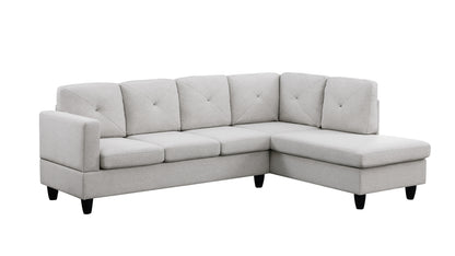 96" Light Gray Linen Sectional Sofa with Right Facing Chaise