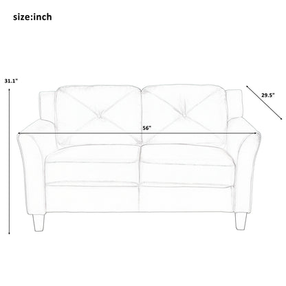 U_STYLE Button Tufted 3 Piece Chair Loveseat Sofa Set