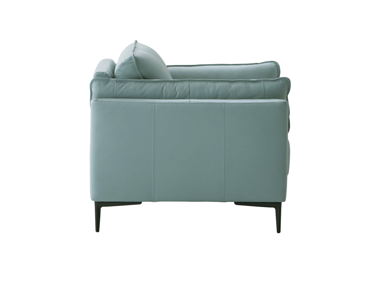 Mesut Chair, Light Blue Top Grain Leather & Black Finish LV02389