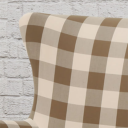 Contemporary Fabric Upholstered Club Chair, Brown & White Checkerboard, Stylish Addition to Living Space, Dimensions: 30.25 inches (L) x 30 inches (W) x 36.25 inches (H)