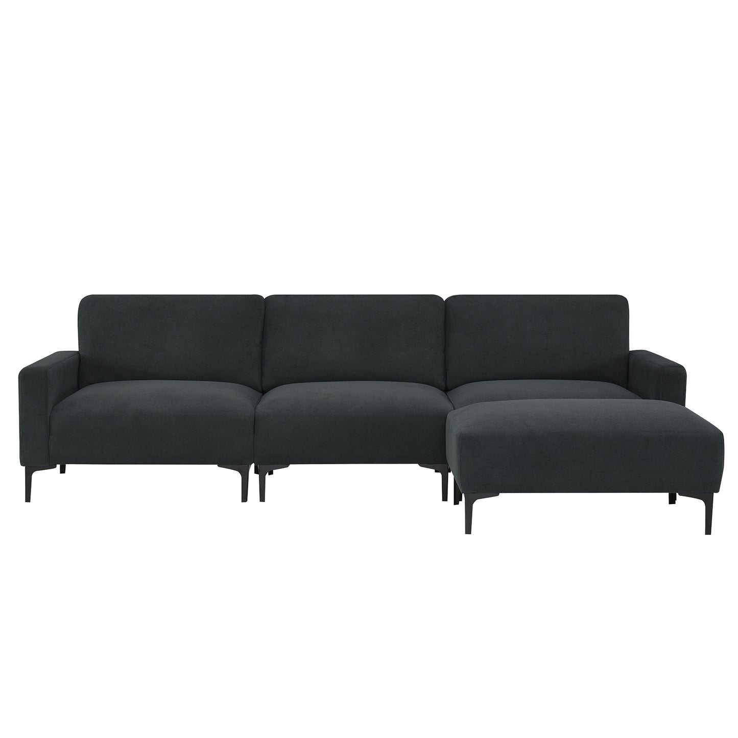 103.5*59" Modern L-shaped Sectional Sofa, 4-seat Velvet Fabric Couch Set with Convertible Ottoman,Freely Combinable Sofa for Living Room, Apartment, Office,Apartment,2 Colors