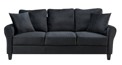 Modern Velvet Couch with 2 Pillow, 78 Inch Width Living Room Furniture, 3 Seater Sofa with Plastic Legs