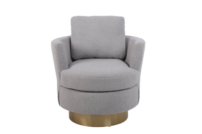 Teddy Swivel Barrel Chair, Swivel Accent Chairs Armchair for Living Room, Reading Chairs for Bedroom Comfy, Round Barrel Chairs with Gold Stainless Steel Base