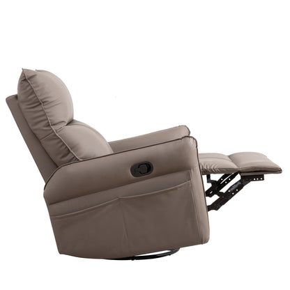 Rocking Recliner Chair,360 Degree Swivel Nursery Rocking Chair,Glider Chair,Modern Small Rocking Swivel Recliner Chair for Bedroom,Living Room Chair Home Theater Seat,Side Pocket(Brown)