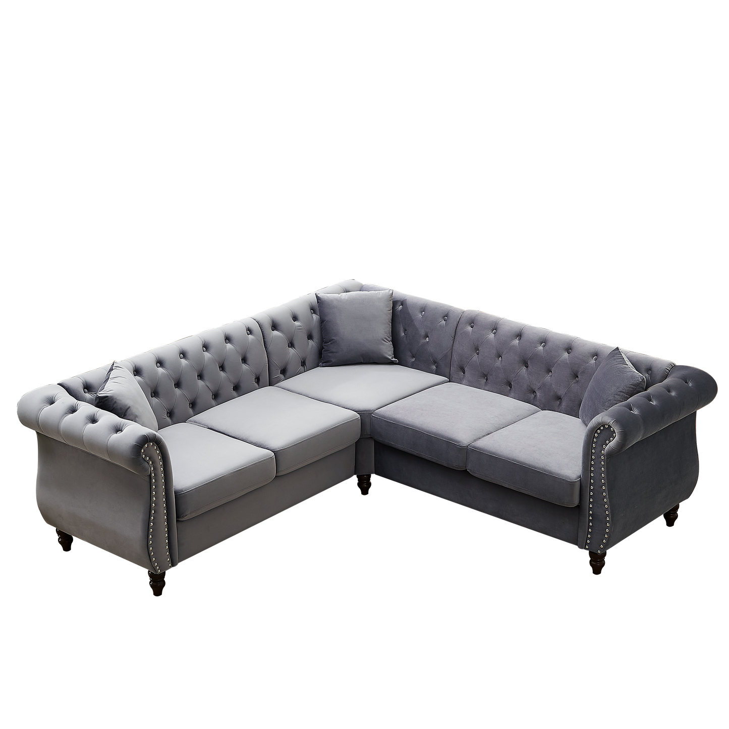 83.5-Inch Oversized Corner Sofa, L-Shaped Sectional Couch,  5-Seater Corner Sofas with 3 Pillows for Living Room, Bedroom, Apartment, Office