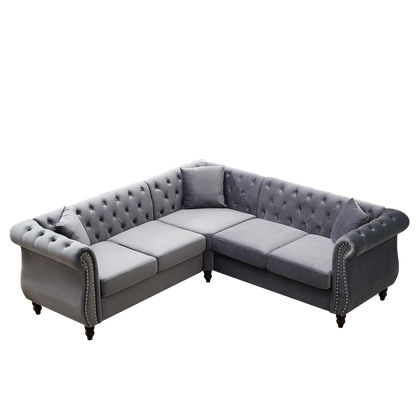 83.5-Inch Oversized Corner Sofa, L-Shaped Sectional Couch,  5-Seater Corner Sofas with 3 Pillows for Living Room, Bedroom, Apartment, Office