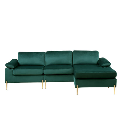 Velvet Sectional Sofa with Chaise