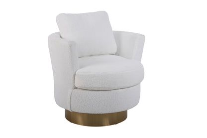 Teddy Swivel Barrel Chair, Swivel Accent Chairs Armchair for Living Room, Reading Chairs for Bedroom Comfy, Round Barrel Chairs with Gold Stainless Steel Base