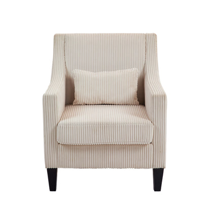 Modern Accent Chair,Upholstered Armchair with Scooped Arms for Bedroom,Apartment,Studio,Office,Waiting Room(Beige Corduroy)