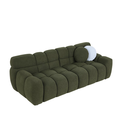 87.4 length,35.83" deepth,human body structure for USA people, marshmallow sofa,boucle sofa,3 seater, OLIVE GREEN BOUCLE