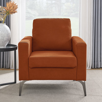 Sofa Chair,with Square Arms and Tight Back,Corduroy Orange