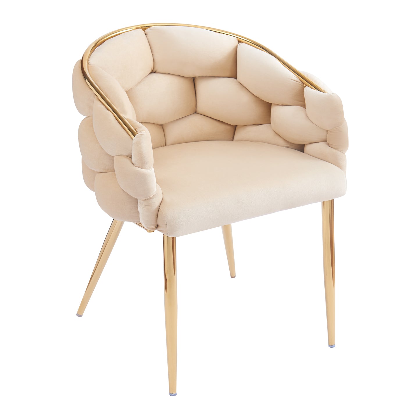 Luxury Handmade Accent Chair with Gold Legs, Modern Velvet Armchair for Living Room and Bedroom