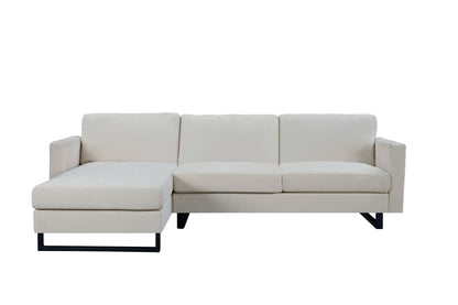 SOFA The best choice products upholstered sectional sofa for families, apartments, dormitories, award rooms, compact space with chaise longue, 3 seats, L-shaped design, off-white