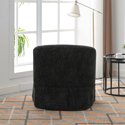 360-degree Swivel Accent Armchair Linen Blend BLACK