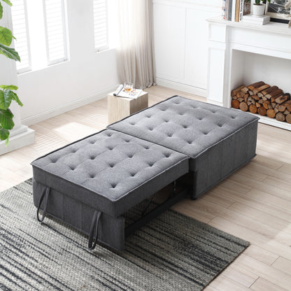 Multipurpose Linen Fabric Ottoman Lazy Sofa Pulling Out Sofa Bed (Dark Grey)