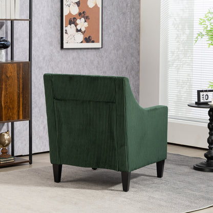 Modern Accent Chair,Upholstered Armchair with Scooped Arms for Bedroom,Apartment,Studio,Office,Waiting Room(Emerald Corduroy)