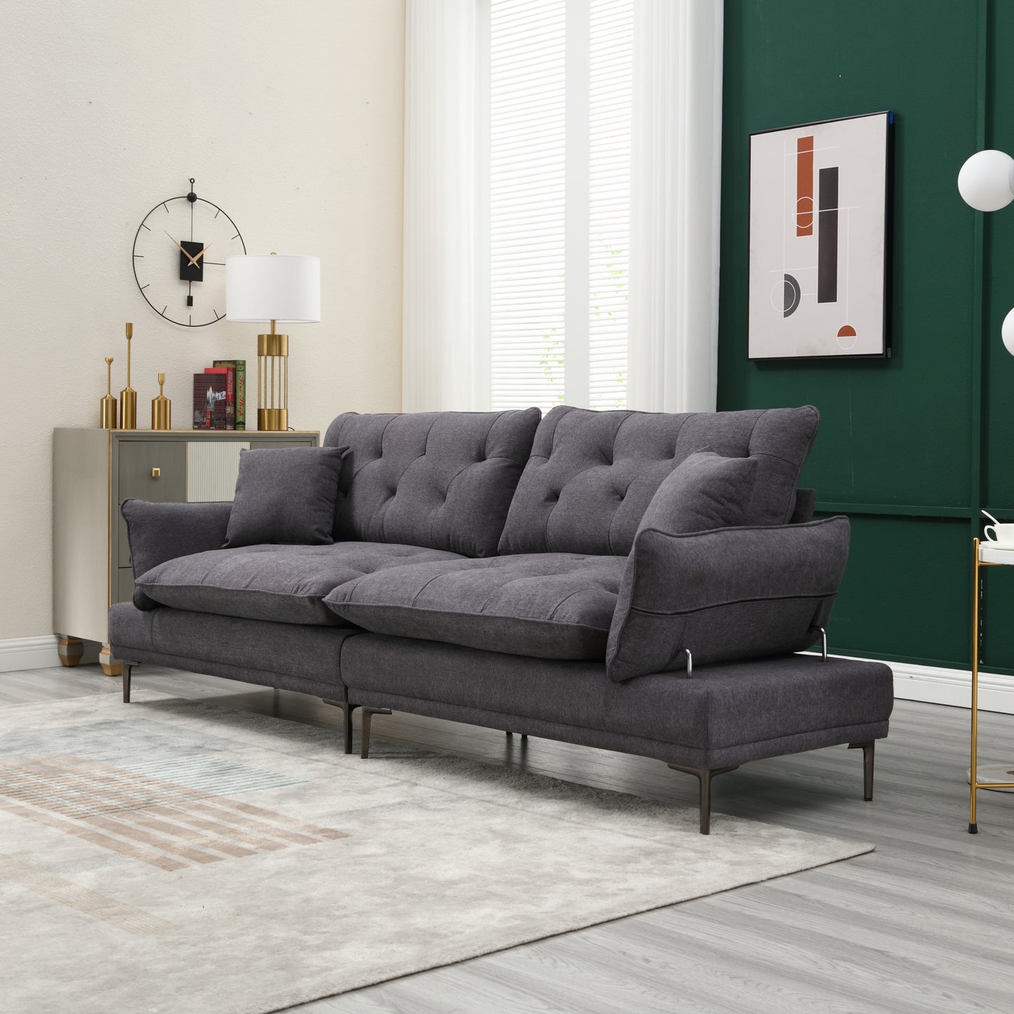 Linen Sofa, Accent sofa loveseat sofa with metal feet