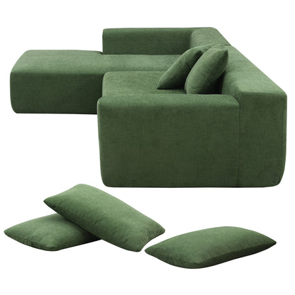 109*68" Modular Sectional Living Room Sofa Set, Modern Minimalist Style Couch, Upholstered Sleeper Sofa for Living Room, Bedroom, Salon, 2 PC Free Combination, L-Shape, Green