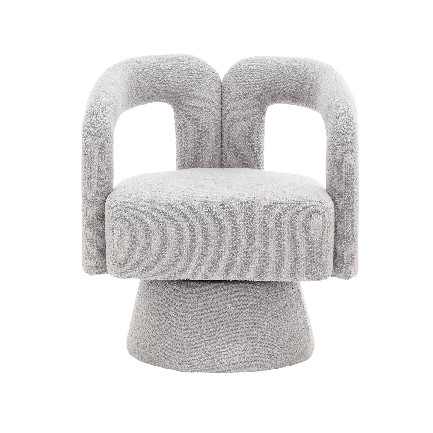 360 Degree Swivel Cuddle Barrel Accent Chairs, Round Armchairs with Wide Upholstered, Fluffy Fabric Chair for Living Room, Bedroom, Office, Waiting Rooms (Light Gray Boucle)