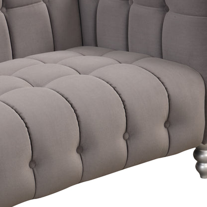 42" Modern Sofa Dutch Fluff Upholstered sofa with solid wood legs, buttoned tufted backrest,gray